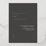 Elegant Minimal Black Foil Wedding Foil Invitation<br><div class="desc">Please note the card colour is dark grey, not black. This simple and elegant invitation is perfect for a modern wedding. Design features an handwritten font and modern minimalist design. Designed to coordinate with for the «SERENA» Wedding Invitation Collection. To change your names, wedding location and date, and other details,...</div>