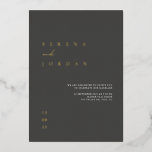 Elegant Minimal Black Foil Wedding Foil Invitation<br><div class="desc">Please note the card colour is dark grey, not black. This simple and elegant invitation is perfect for a modern wedding. Design features an handwritten font and modern minimalist design. Designed to coordinate with for the «SERENA» Wedding Invitation Collection. To change your names, wedding location and date, and other details,...</div>