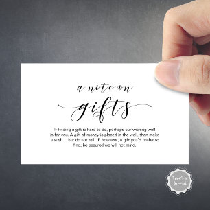 Elegant Minimal, Black font, A note on gifts Enclosure Card