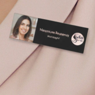 Elegant Minimal Black Makeup Business Employee Name Tag