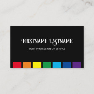 Elegant minimal black rainbow color stripes business card