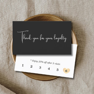 Elegant Minimal Black White Gold Heart Loyalty Card
