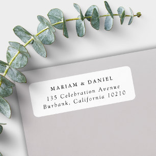 Elegant Minimal Black White Wedding Return Address Label