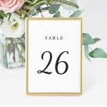 Elegant Minimal Black White Wedding Table Number<br><div class="desc">Elegant wedding table number cards feature a stylish and minimal soft black script table number design with a clean and simple white background. Two-sided design. To order: customise and add each individual table number (1,  2,  3... ) to your shopping cart.</div>