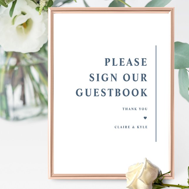 Elegant Minimal Blue Wedding Guest Book Sign (Creator Uploaded)
