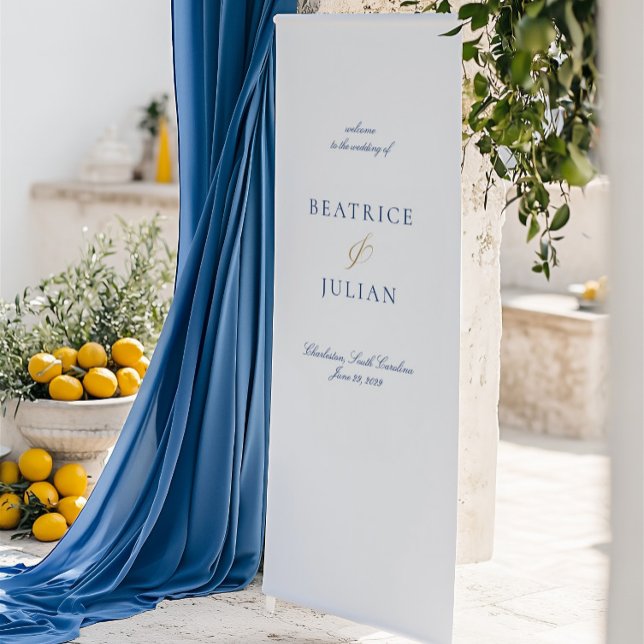 Elegant Minimal Blue & White Wedding Welcome Banner (Elegant Minimal Blue & White Wedding Welcome Banner)
