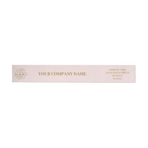 Elegant Minimal Blush Pink Business Logo Branded Wrap Around Label