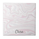 Elegant minimal blush pink & white marble look ceramic tile<br><div class="desc">Modern blush pink and white marble design.</div>