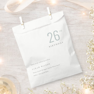 Elegant Minimal Bold Dusky Blue Any Age Birthday Favour Bag