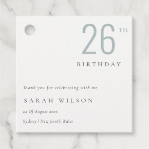 Elegant Minimal Bold Dusky Blue Any Age Birthday Favour Tags