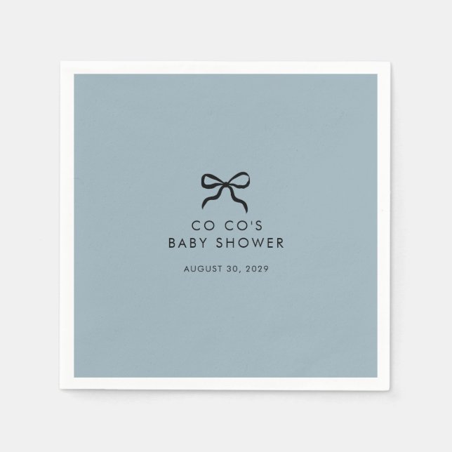 Elegant Minimal Bow Baby Shower Cocktail Napkins  (Front)