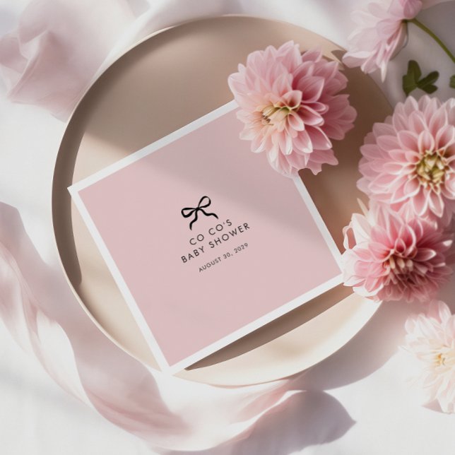 Elegant Minimal Bow Baby Shower Cocktail Napkins  (Minimalist Bow Baby Shower Cocktail Napkins )
