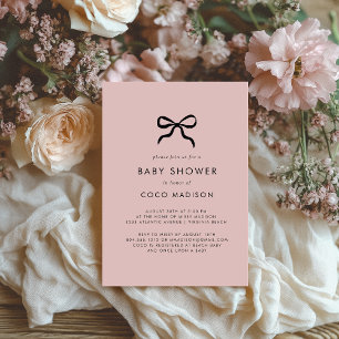 Elegant Minimal Bow Baby Shower Invitation