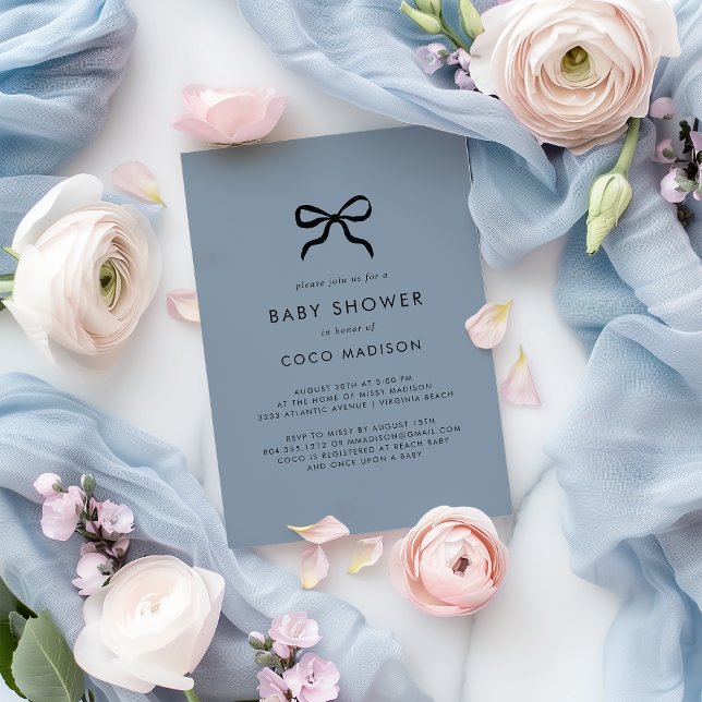 Elegant Minimal Bow Baby Shower Invitation (Creator Uploaded)