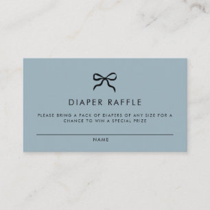 Elegant Minimal Bow Boy Baby Shower Diaper Raffle  Enclosure Card