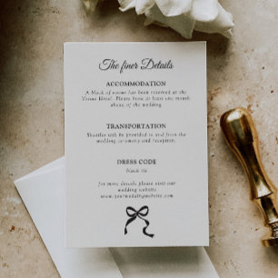 Elegant Minimal Bow Wedding Details Enclosure Card