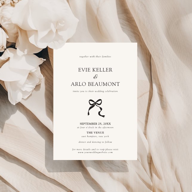Elegant Minimal Bow Wedding Invitation (Creator Uploaded)