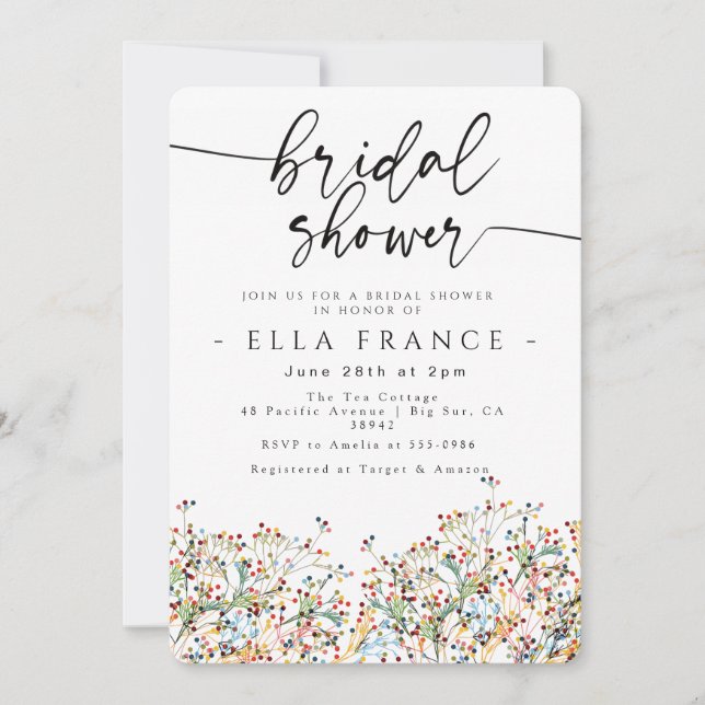 Elegant Minimal Bridal Shower Invitation (Front)