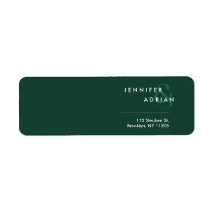 Elegant Minimal Brunswick Green Modern Wedding Return Address Label