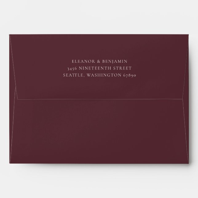 Elegant Minimal Burgundy Matching Return Address Envelope (Back (Top Flap))