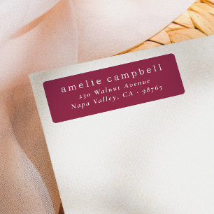 Elegant Minimal Burgundy Return Address Label
