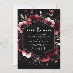Elegant Minimal Burgundy Wedding  Save The Date