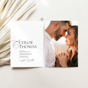 Elegant Minimal Calligraphy Photo Couple Wedding Invitation
