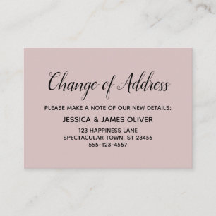 Elegant, Minimal Change of Address Dusty Rose Card