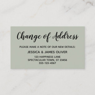 Elegant, Minimal Change of Address Sage Green Card