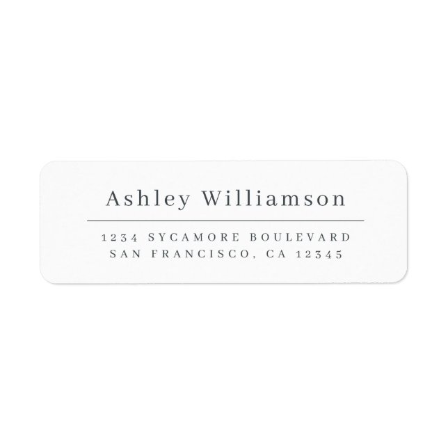 Elegant Minimal Chic Black White Return Address Label (Front)