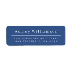Elegant Minimal Chic Classic Blue Return Address Return Address Label