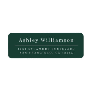 Elegant Minimal Chic Dark Green Return Address Label