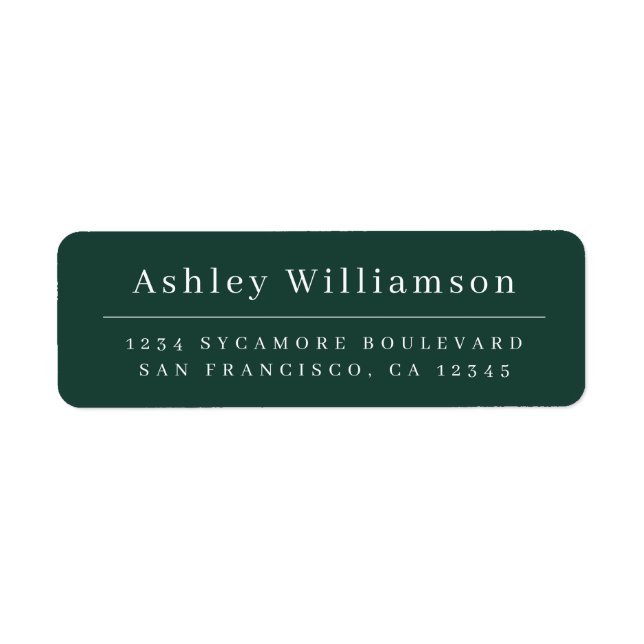 Elegant Minimal Chic Dark Green Return Address Label (Front)