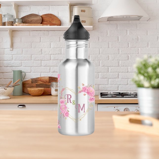 Elegant minimal Chic Initial letter monogram name 532 Ml Water Bottle (Creator Uploaded)