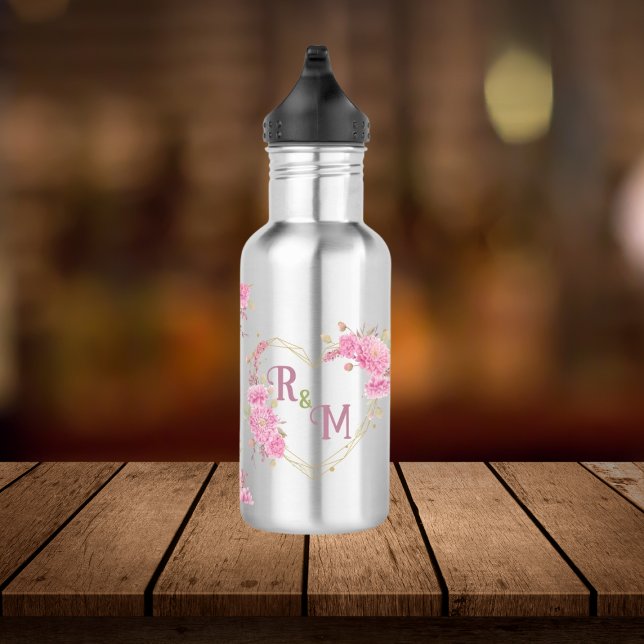 Elegant minimal Chic Initial letter monogram name 532 Ml Water Bottle (Creator Uploaded)