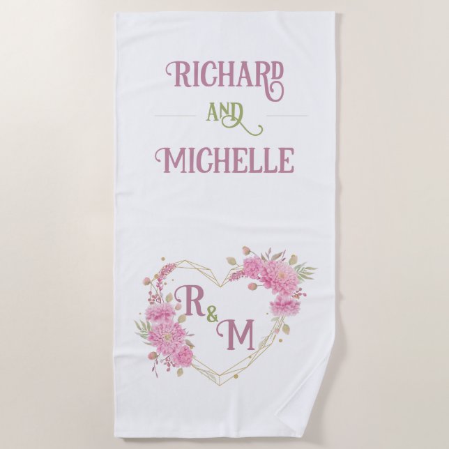 Elegant minimal Chic Initial letter monogram name Beach Towel (Front)