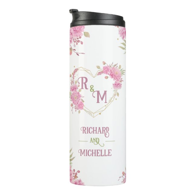 Elegant minimal Chic Initial letter monogram name Thermal Tumbler (Rotated Right)