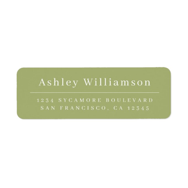 Elegant Minimal Chic Leaf Green Return Address Label (Front)