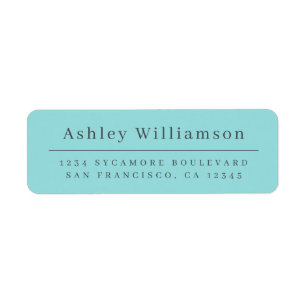 Elegant Minimal Chic Turquoise Blue Return Address Label