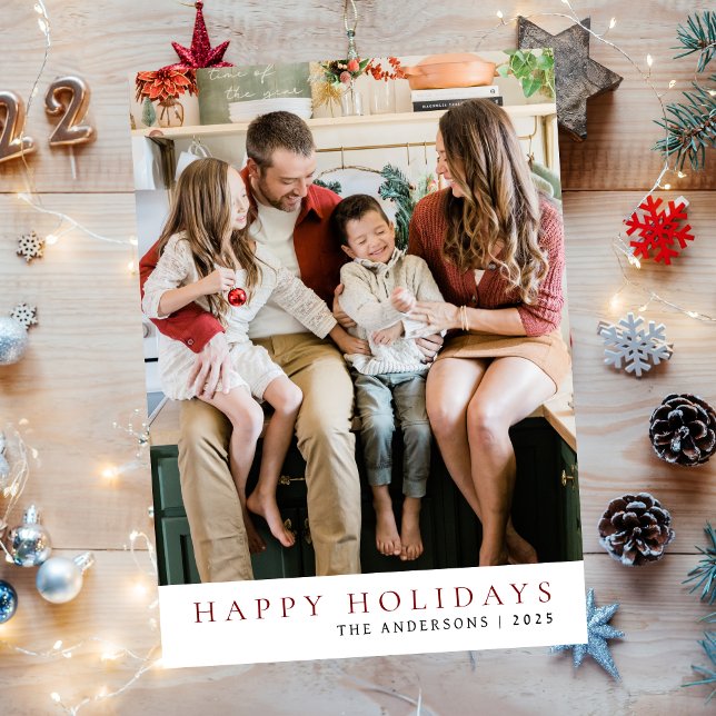Elegant Minimal Christmas | Modern Family 1 Photo Holiday Card (Creator Uploaded)