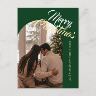 Elegant Minimal Christmas   Modern Family 1 Photo Holiday Postcard