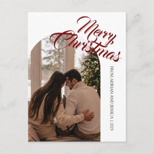 Elegant Minimal Christmas   Modern Family 1 Photo Holiday Postcard