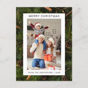 Elegant Minimal Christmas   Modern Family 1 Photo Holiday Postcard