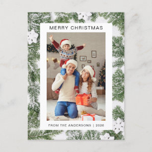 Elegant Minimal Christmas   Modern Family 1 Photo Holiday Postcard