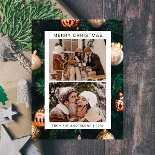 Elegant Minimal Christmas   Modern Family 2 Photo Holiday Postcard
