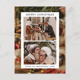 Elegant Minimal Christmas   Modern Family 2 Photo Holiday Postcard