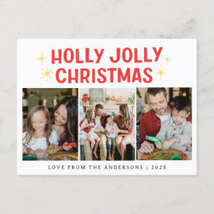 Elegant Minimal Christmas   Modern Family 3 Photo  Holiday Postcard