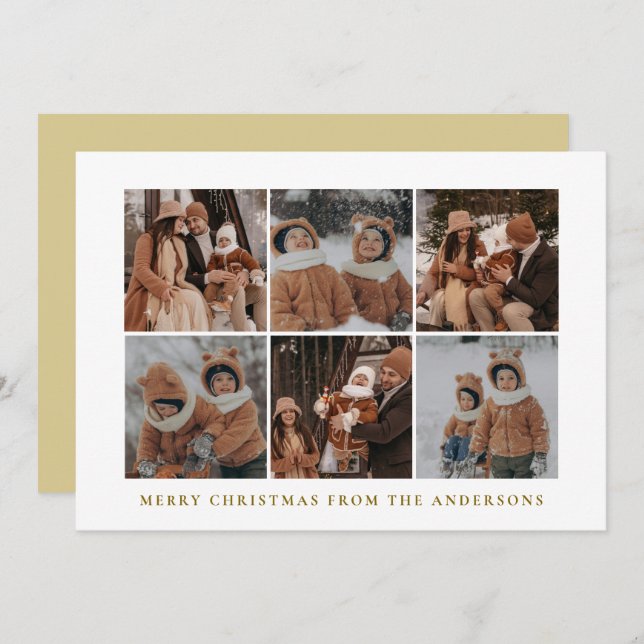 Elegant Minimal Christmas | Modern Family 6 Photo Holiday Card (Front/Back)