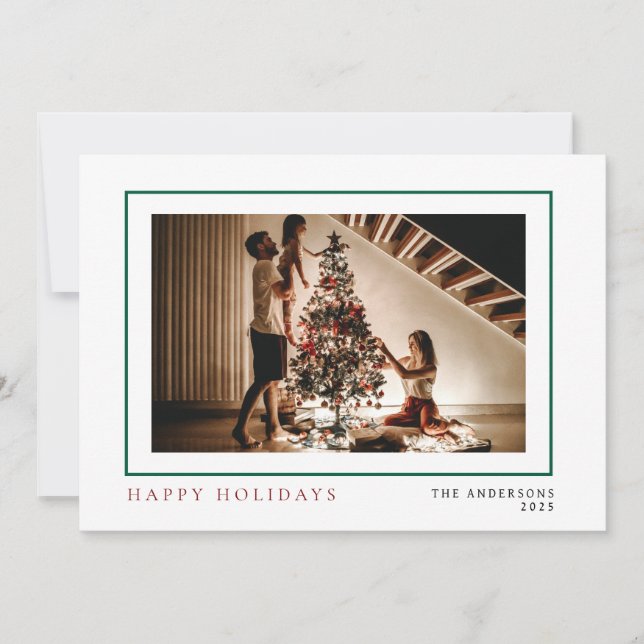 Elegant Minimal Christmas | Modern Family Portrait Holiday Card (Front)