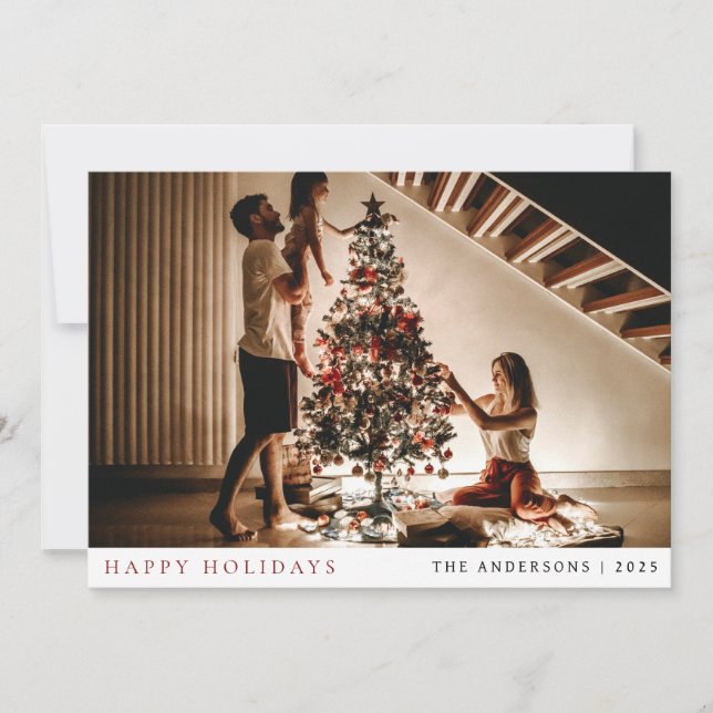 Elegant Minimal Christmas | Modern Family Portrait Holiday Card (Front)